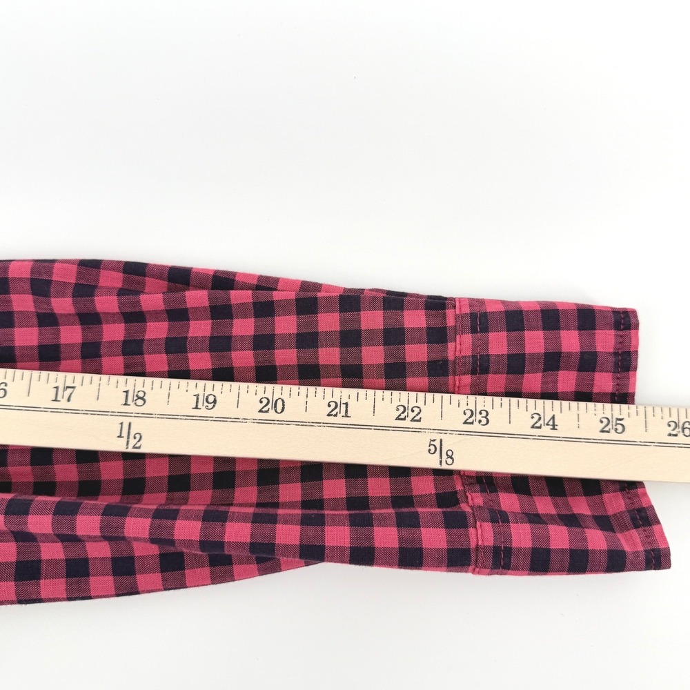 Tommy Hilfiger Button Up Womens Large Red Black Gingham Roll Tab Sleeves - Picture 10 of 12